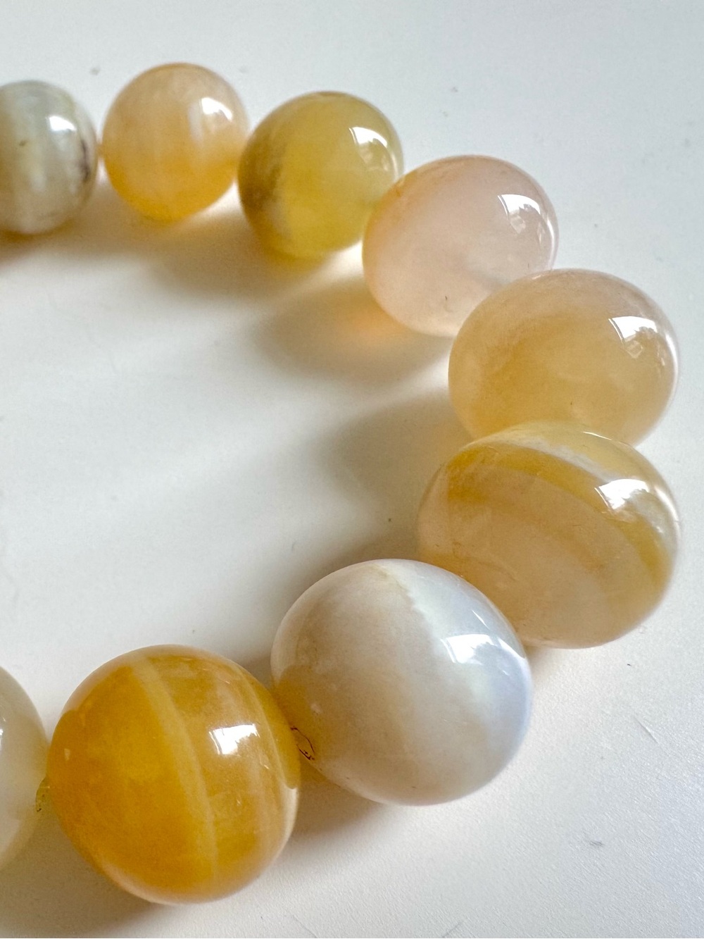 Yellow Agate Beaded Stretchy Bracelet